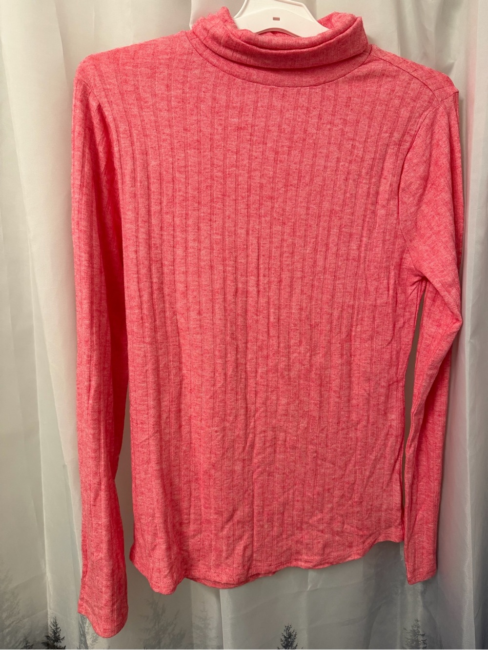 Zenana Outfitters Coral Pink Ribbed Long Sleeve Turtleneck